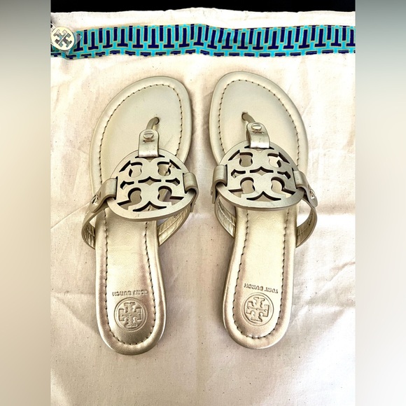 TORY BURCH Metallic Miller Sandal Spark Gold Sz 6 *New without box* - Picture 4 of 10
